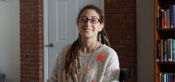 Jessie Arnone sitting in Cohocton Library