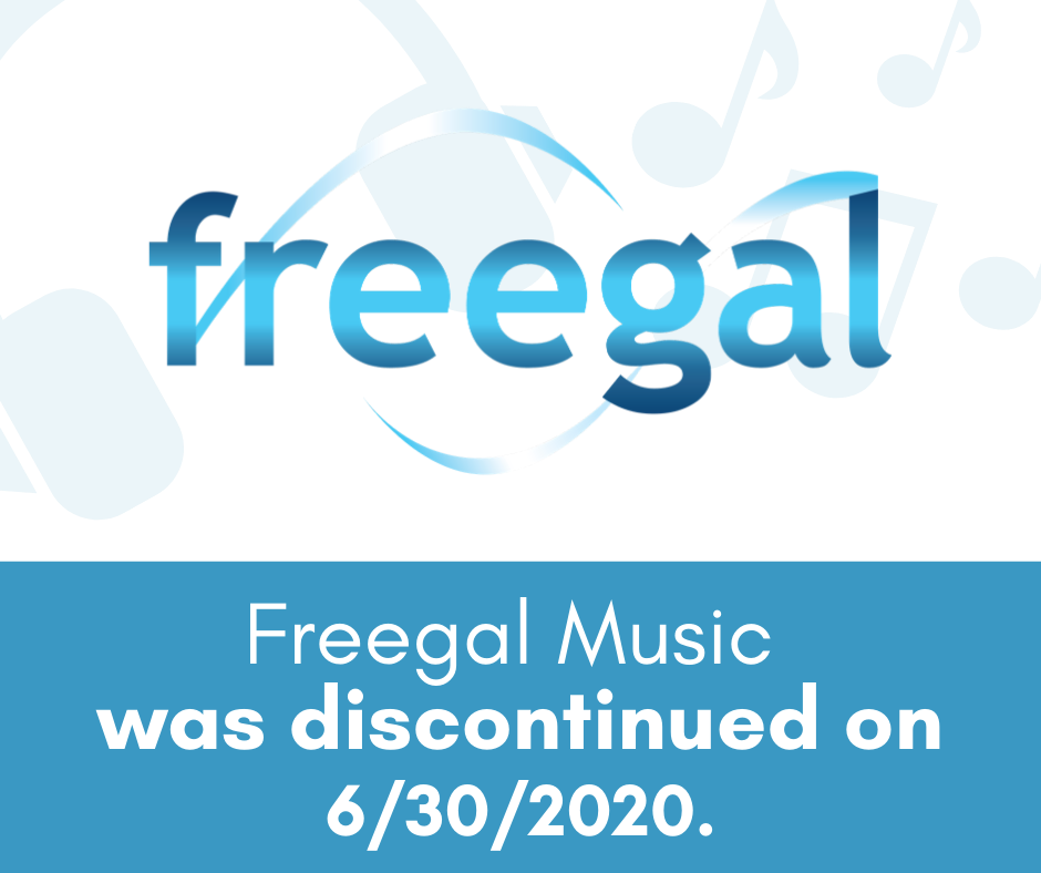 Freegal music graphic. Freegal Music was discontinued on 6/30/2020